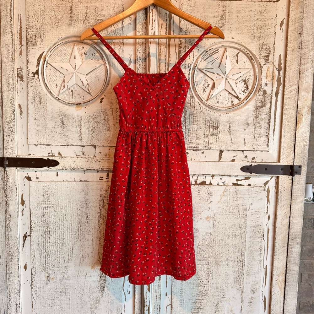 SHEIN Red Floral Kids Casual Dress